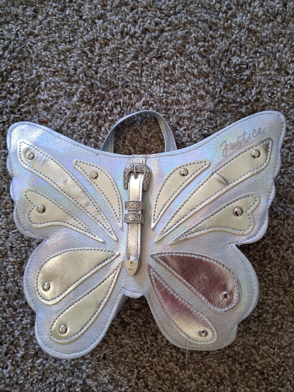 Justice Iridescent Silver Butterfly Wings New Never Used
